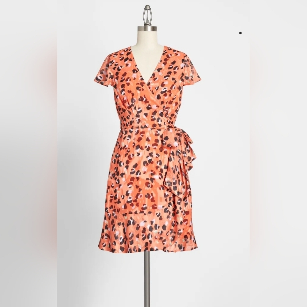 New Hutch Leopard True Wrap Dress Size XS